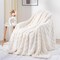 Sherpa Throw Blanket for Couch Bed, Checkered Throw Blanket for Women, Soft Fuzzy Cozy Fleece Blanket for Living Room, Christmas Throw Blanket Presents, Cream White, 50x60 inches
